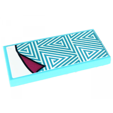 medium azure tile 2 x 4 with blanket with light aqua spiral triangles white bedsheet pattern sticker - set 41703