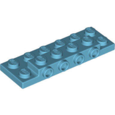medium azure plate modified 2 x 6 x 2 3 with 4 studs on side