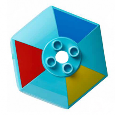 medium azure duplo umbrella top with axle hole with red yellow and blue pattern
