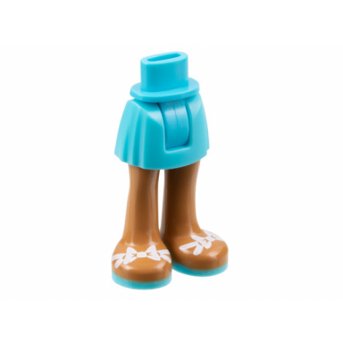 medium azure mini doll hips and skirt medium nougat legs and medium azure sandals with white bows pattern - thick hinge