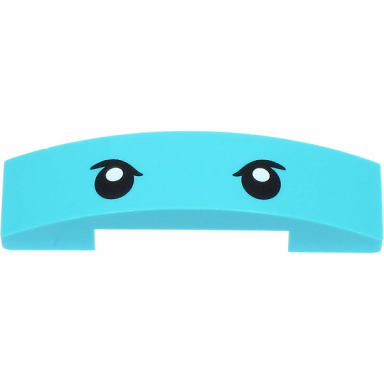 medium azure slope curved 4 x 1 x 2 3 double with black eyes with eyebrows and white pupils pattern