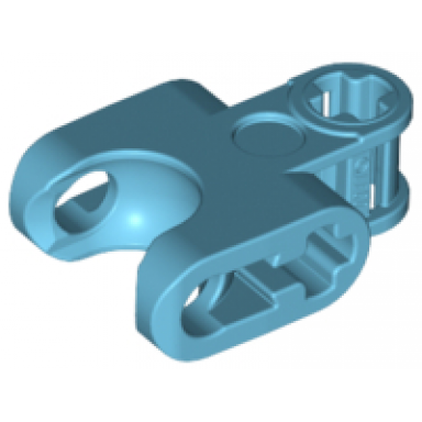 medium azure technic axle connector 2 x 3 with ball joint socket - closed sides straight forks with open axle holes