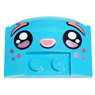 medium azure wedge 3 x 4 x 2 3 triple curved with coral and metallic pink eyebrows freckles and nose black and white eyes pattern bunchu