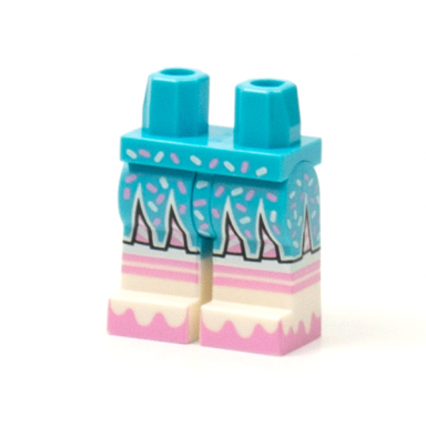 medium azure hips and legs with molded white lower legs boots and printed bright pink stripes wavy soles and sprinkles on skirt pattern
