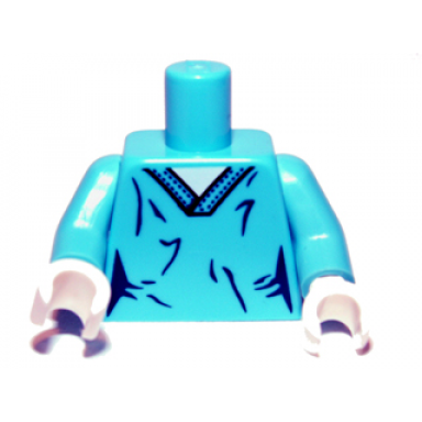 medium azure torso surgeon v-neck overalls with wrinkles pattern medium azure arms white hands
