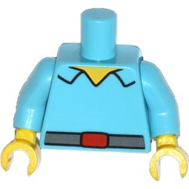medium azure torso simpsons shirt open collar with dark bluish gray belt with red buckle pattern medium azure arms yellow hands