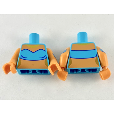 medium azure torso female tube top gold necklace nougat neck and midriff pattern nougat arms with medium azure curved armband pattern nougat hands