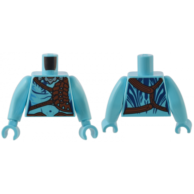 medium azure torso navi with dark blue markings reddish brown strap and belt and silver necklace pattern medium azure arms long medium azure hands