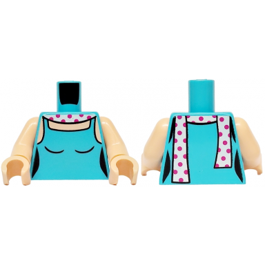 medium azure torso female halter top white scarf with magenta polka dots light nougat neck and shoulders pattern light nougat arms light nougat hands