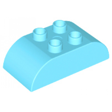 medium azure duplo brick 2 x 4 slope curved double