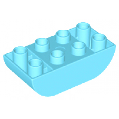 medium azure duplo brick 2 x 4 slope curved inverted double