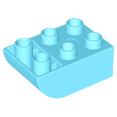 medium azure duplo brick 2 x 3 slope curved inverted