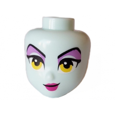 mini doll head friends with black eyebrows yellow eyes medium lavender eye shadow and magenta lips pattern