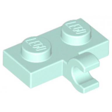 light aqua plate modified 1 x 2 with clip on side horizontal grip