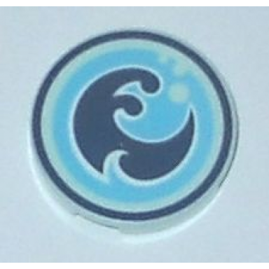 tile round 2 x 2 with bottom stud holder with elves water power icon pattern