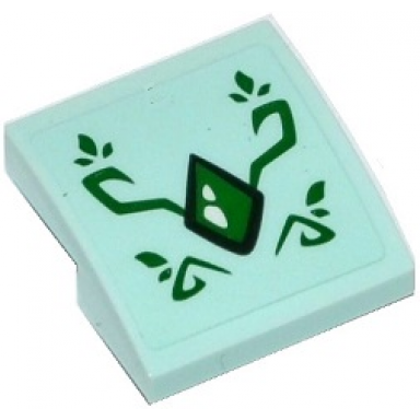 light aqua slope curved 2 x 2 x 2 3 with green geometric dragon scale and green swirls pattern sticker - set 41176