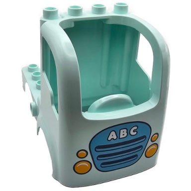 light aqua duplo car body truck 4 x 4 flatbed with 4 top studs with grille headlights and abc pattern