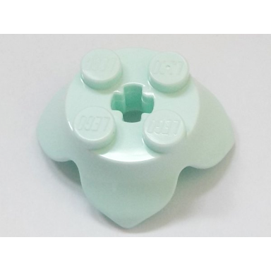 light aqua plant leaves 2 x 2 with 4 petals and axle hole