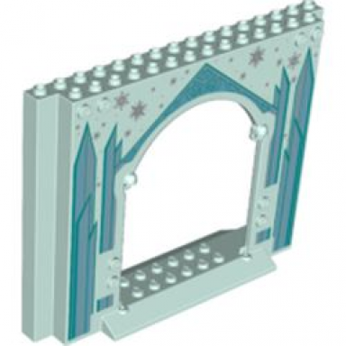 light aqua panel 4 x 16 x 10 with metallic light blue ice crystals and silver stars pattern