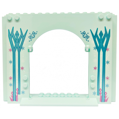 light aqua panel 4 x 16 x 10 with metallic light blue metallic pink and white ice crystals snowflakes dots and wavy lines pattern