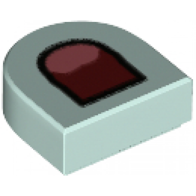light aqua tile round 1 x 1 half circle extended with dark red open mouth and coral tongue pattern