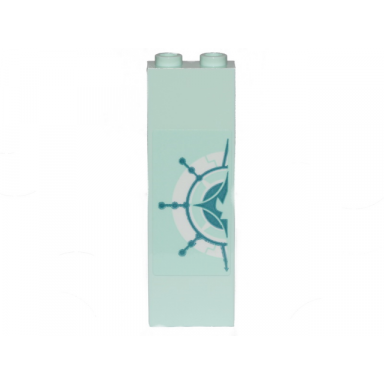 light aqua brick 1 x 2 x 5 with queen watevras space palace wall ornament left half pattern sticker - set 70838