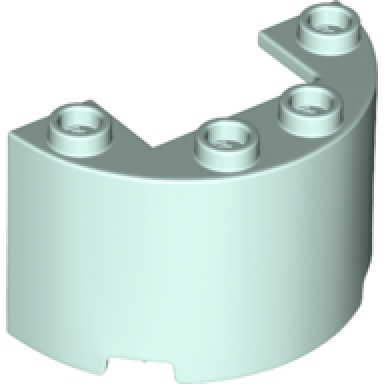 light aqua cylinder half 2 x 4 x 2 with 1 x 2 cutout