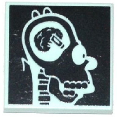 light aqua tile 2 x 2 with simpsons homers head x-ray pattern