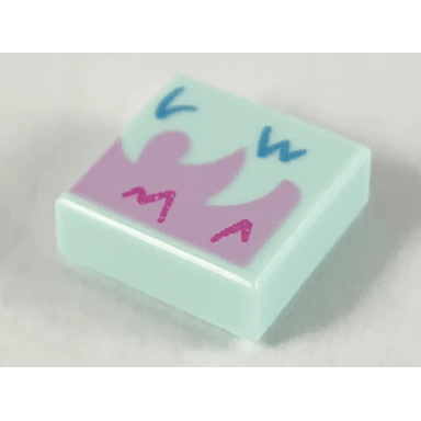 light aqua tile 1 x 1 with bright pink fur with dark pink and medium blue highlights pattern