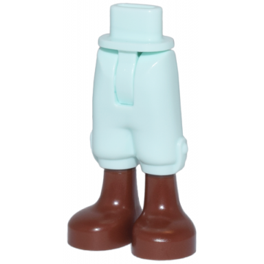 light aqua mini doll hips and trousers cropped with molded reddish brown legs and feet pattern - thin hinge