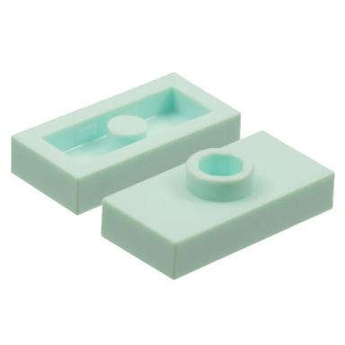 light aqua plate modified 1 x 2 with 1 stud without groove jumper