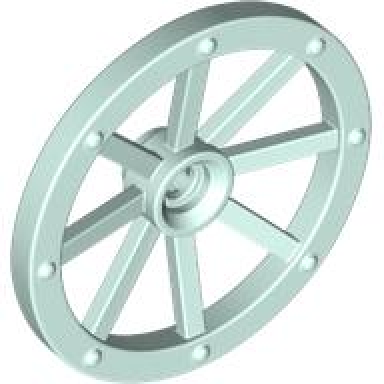 light aqua wheel wagon large 33mm d hole notched for wheels holder pin