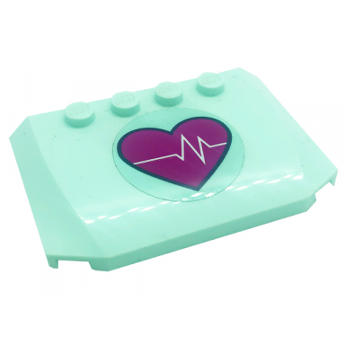 light aqua wedge 4 x 6 x 2 3 triple curved with heart beat on magenta heart pattern sticker - set 41318