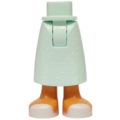 light aqua mini doll hips and skirt long with molded nougat legs and printed white dots and sandals pattern - thick hinge
