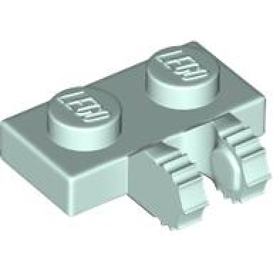 light aqua hinge plate 1 x 2 locking with 2 fingers on side