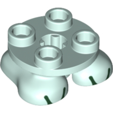 light aqua legs with plate round 2 x 2 and axle hole - 2 feet with dark green lines pattern super mario bony beetle
