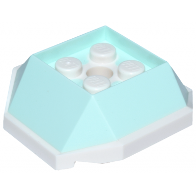 light aqua shell with 4 recessed studs and hole with molded white bottom pattern