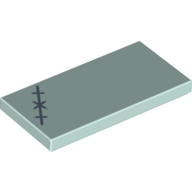 light aqua tile 2 x 4 with stitches on left side pattern brickheadz sally forehead