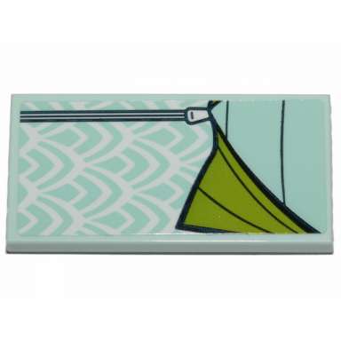 light aqua tile 2 x 4 with light aqua and lime sleeping bag pattern sticker - set 41424