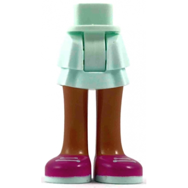 light aqua mini doll hips and skirt layered medium nougat legs and magenta shoes with 2 white laces pattern - thick hinge