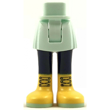 light aqua mini doll hips and skirt dark blue legs and yellow boots pattern - thick hinge
