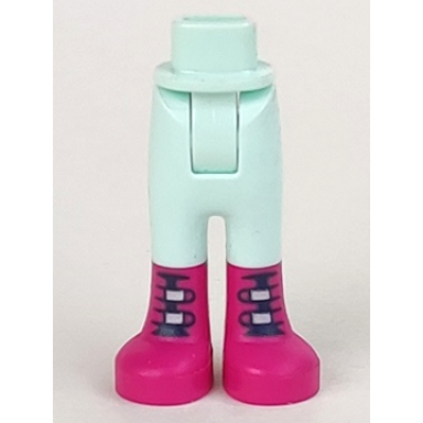 light aqua mini doll hips and trousers with back pockets with magenta boots with dark blue tongues and white straps pattern - thick hinge