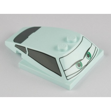 light aqua wedge 6 x 4 x 1 1 3 with 4 x 4 base with green eyes and windows pattern flo