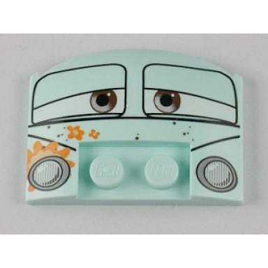 light aqua wedge 3 x 4 x 2 3 triple curved with half open eyes flowers and headlights pattern fillmore