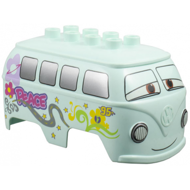 light aqua duplo car body 8 top studs with cars fillmore pattern