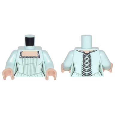 light aqua torso potc female outline dress with pleats square neckline with white trim and laces in back pattern light aqua arms light nougat hands