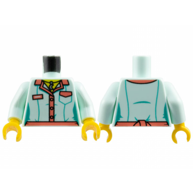 light aqua torso female blouse dark pink collar and trim and silver moon necklace pattern light aqua arms yellow hands