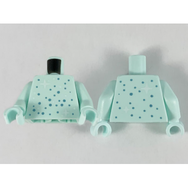 light aqua torso with metallic light blue dots and white sparkles pattern light aqua arms light aqua hands