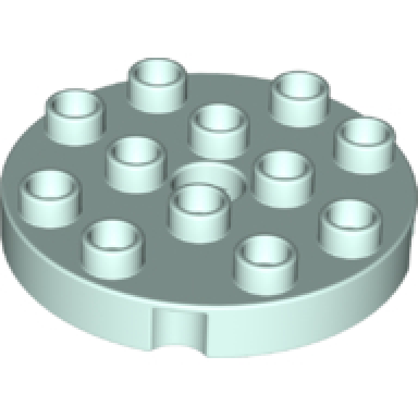 light aqua duplo plate round 4 x 4 with hole with locking ridges