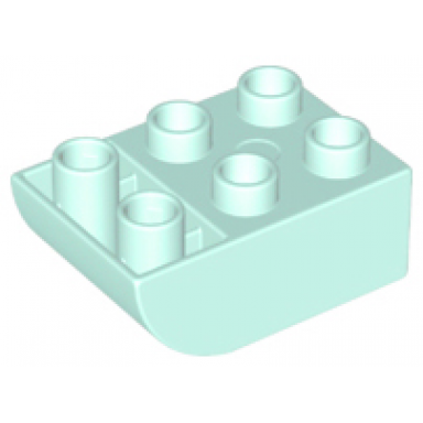 light aqua duplo brick 2 x 3 slope curved inverted